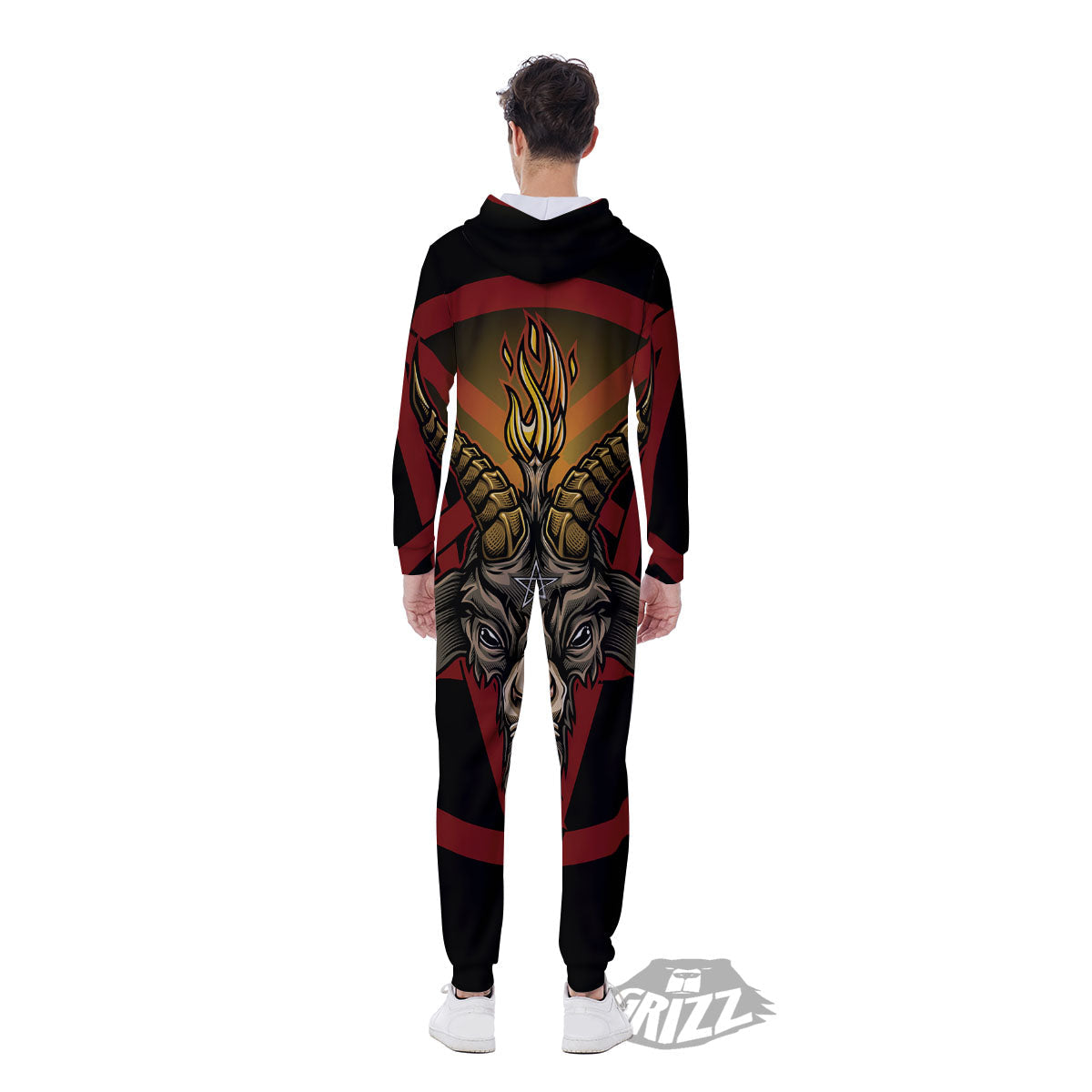 Pentagram Symbol Magic Print Men's Jumpsuit-grizzshop