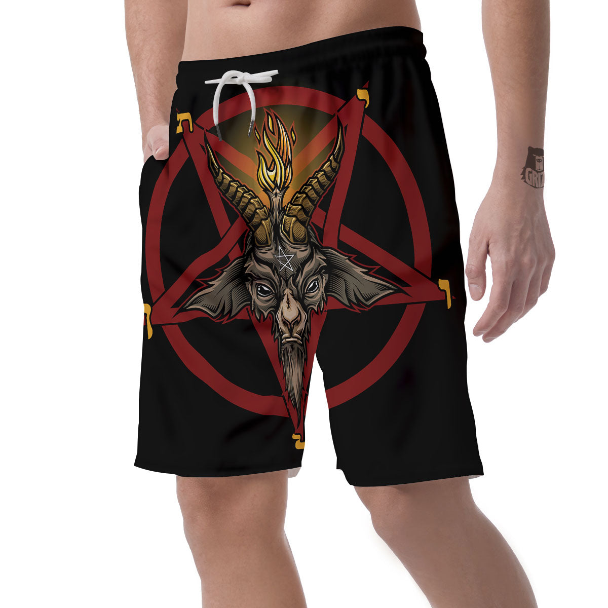 Pentagram Symbol Magic Print Men's Shorts-grizzshop