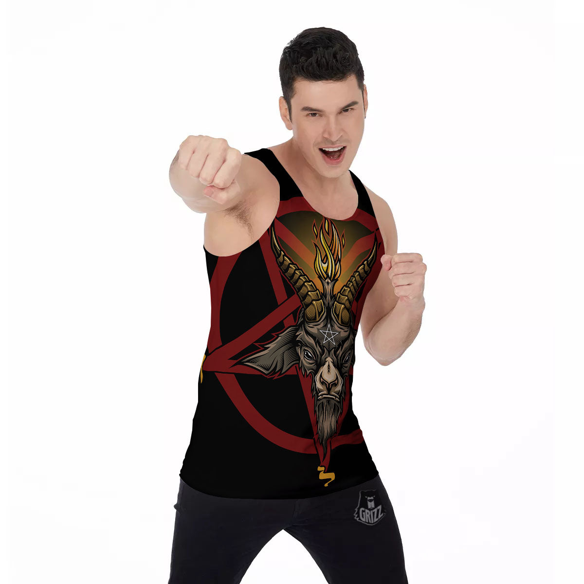 Pentagram Symbol Magic Print Men's Tank Top-grizzshop
