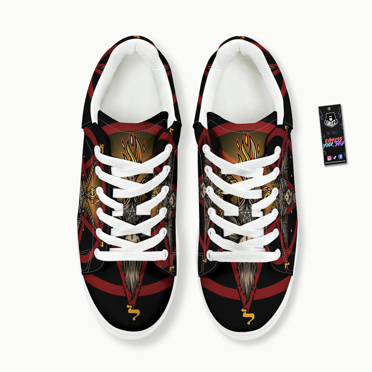 Pentagram Symbol Magic Print Platform Shoes-grizzshop
