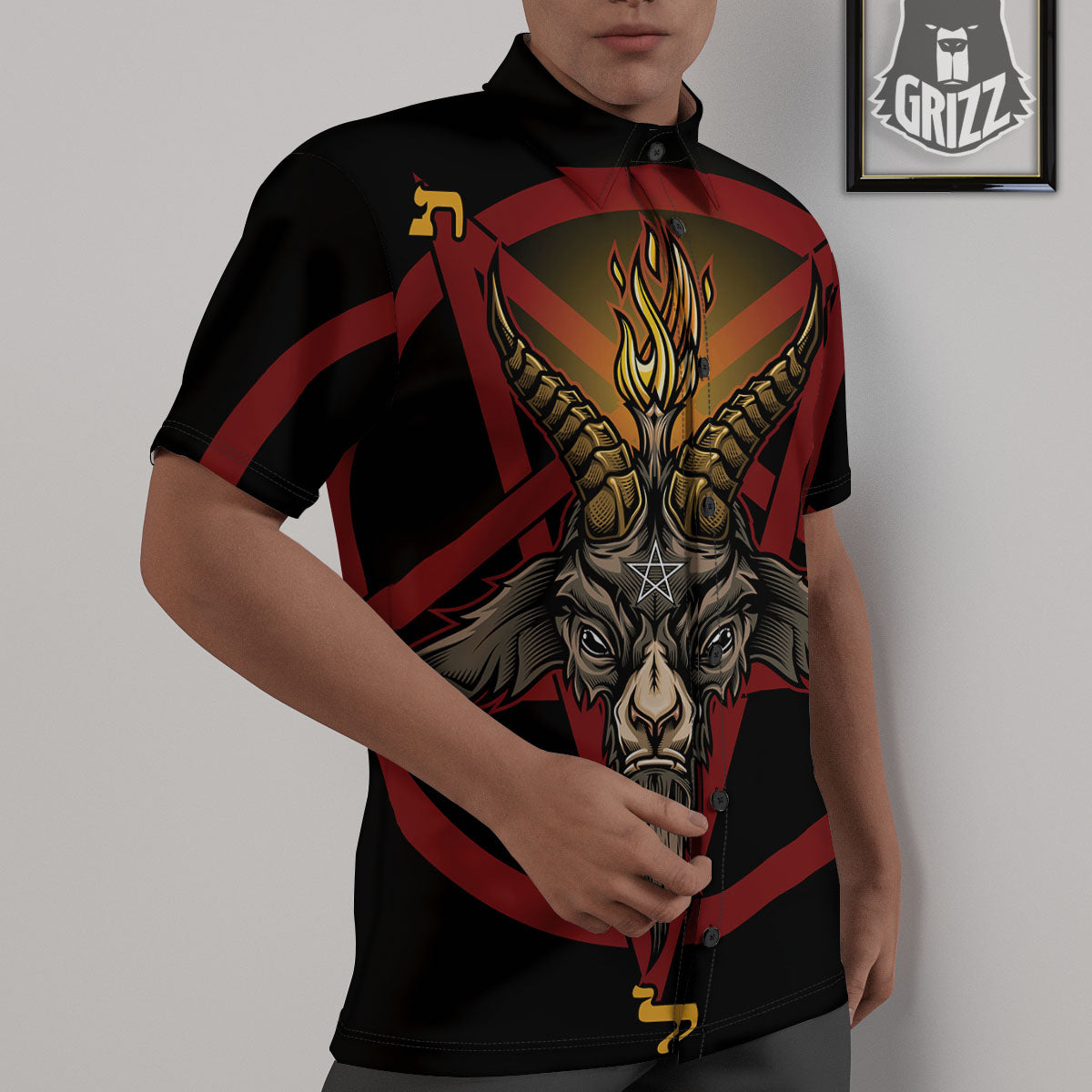 Pentagram Symbol Magic Print Untucked Shirts-grizzshop