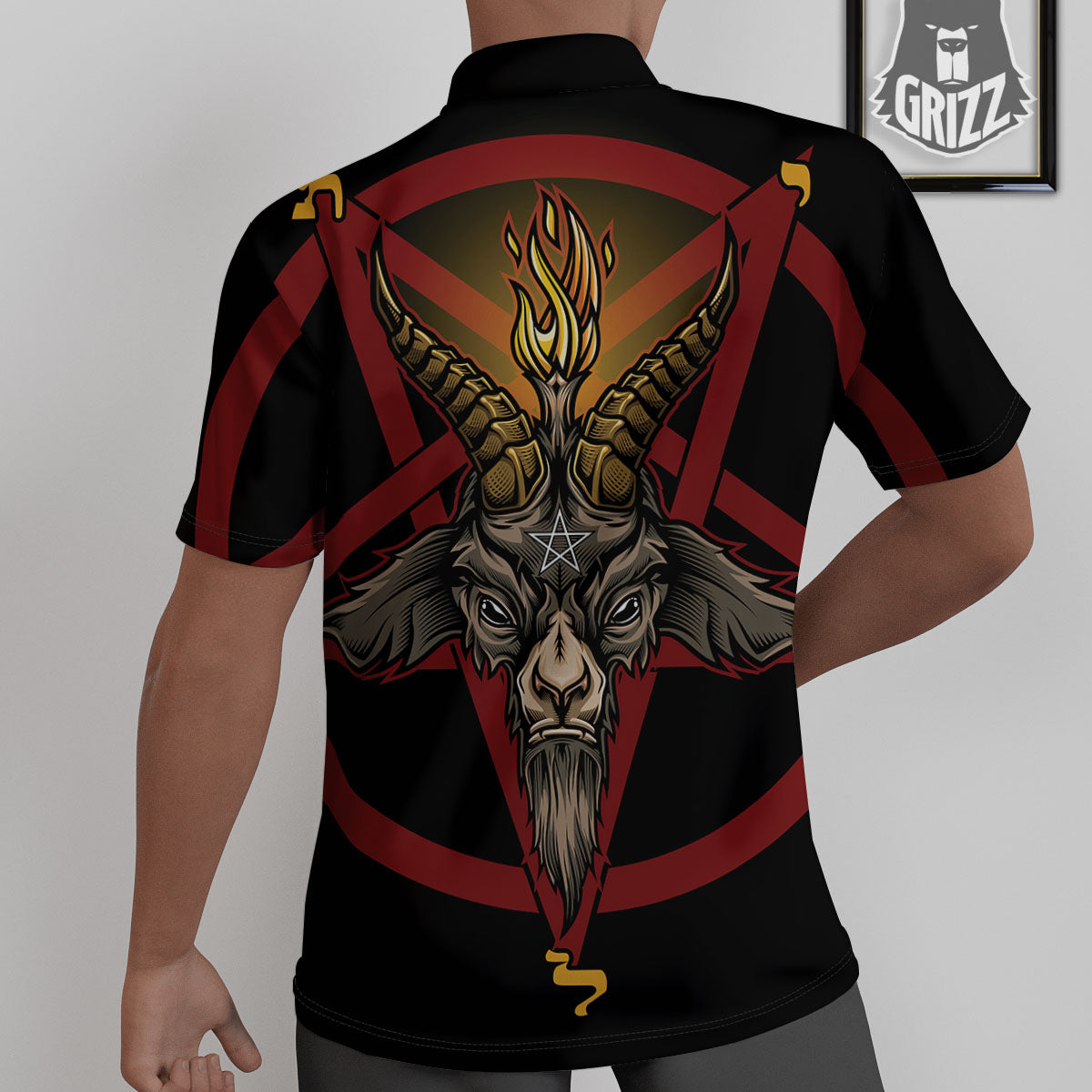 Pentagram Symbol Magic Print Untucked Shirts-grizzshop