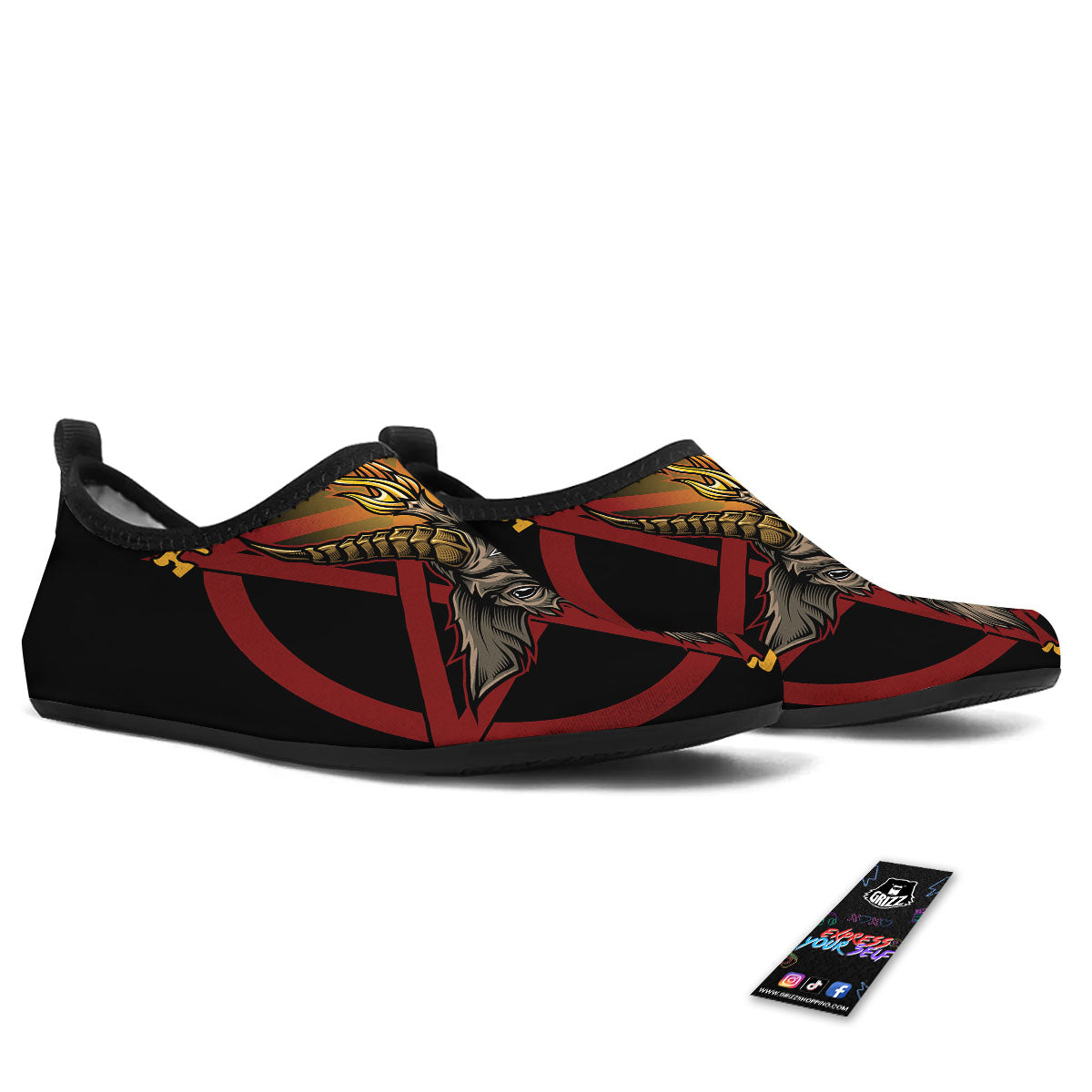 Pentagram Symbol Magic Print Water Shoes-grizzshop
