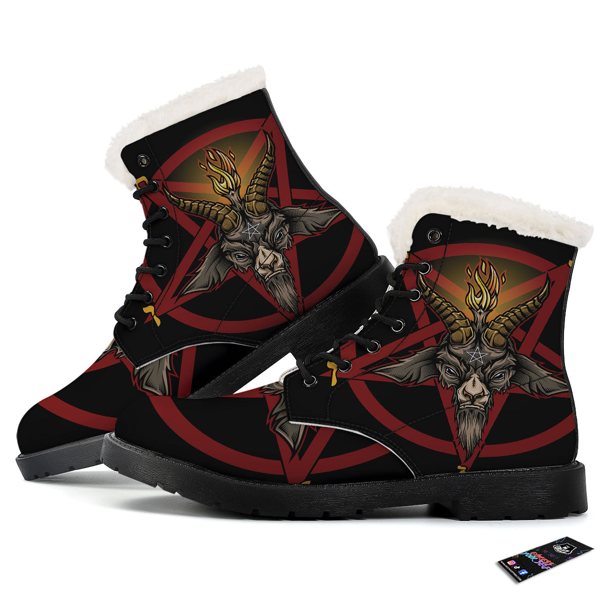 Pentagram Symbol Magic Print Winter Boots-grizzshop