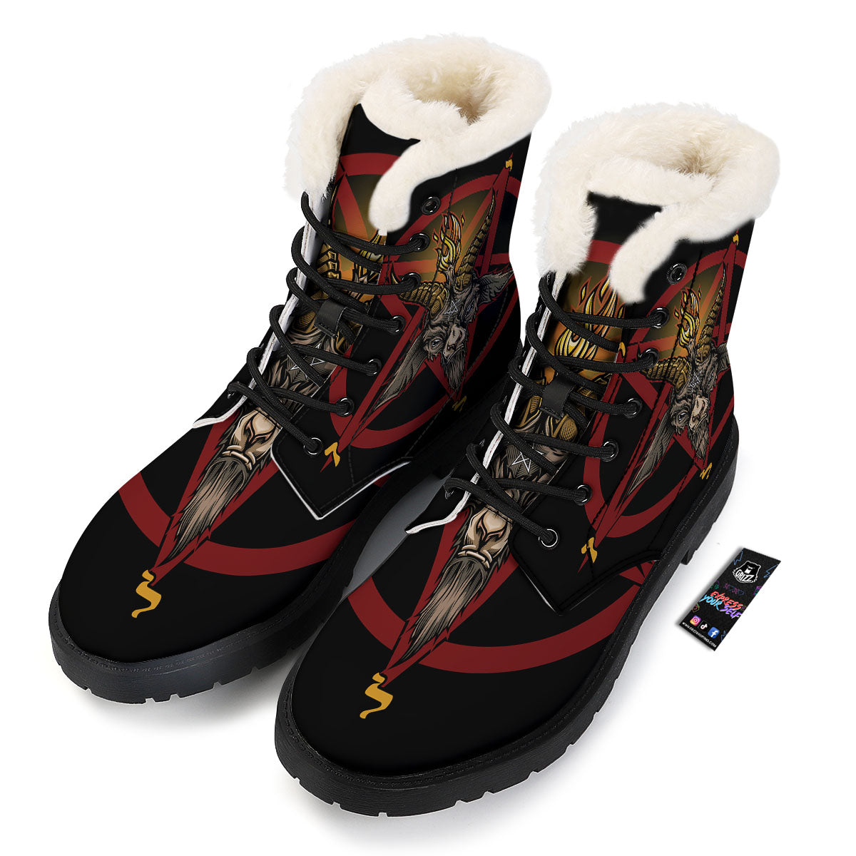 Pentagram Symbol Magic Print Winter Boots-grizzshop