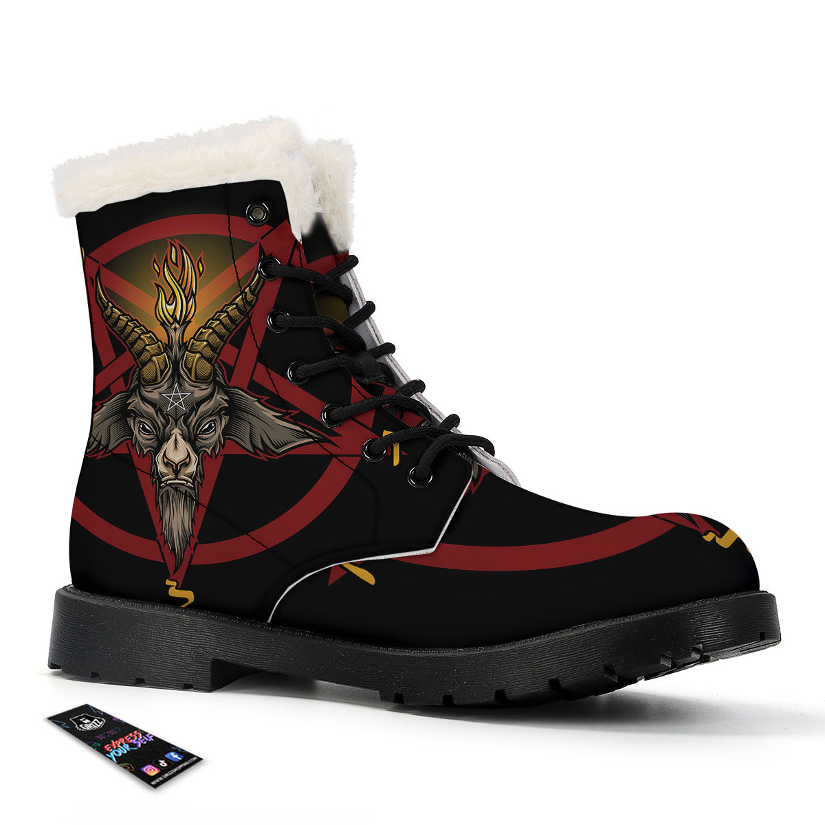 Pentagram Symbol Magic Print Winter Boots-grizzshop