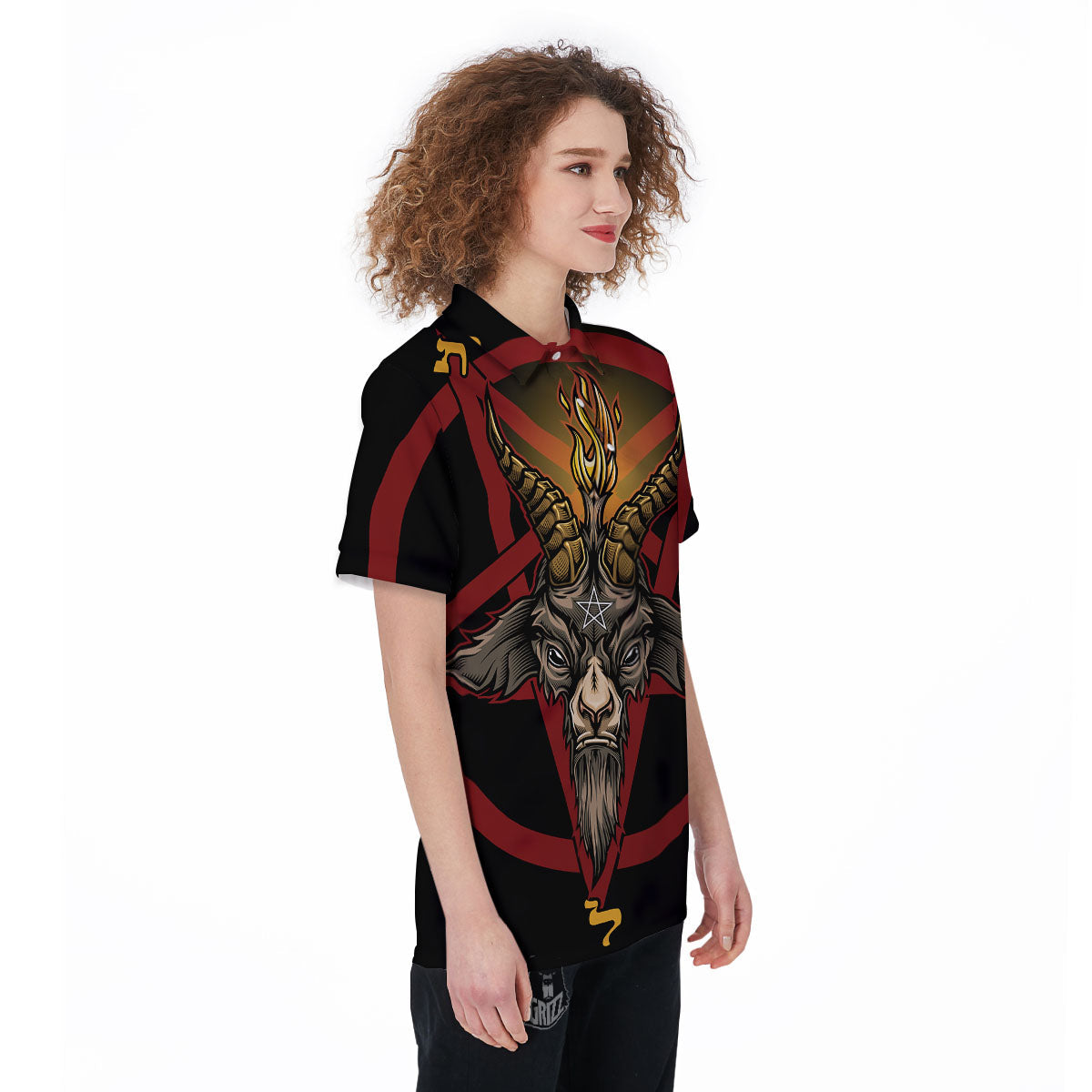 Pentagram Symbol Magic Print Women's Golf Shirts-grizzshop