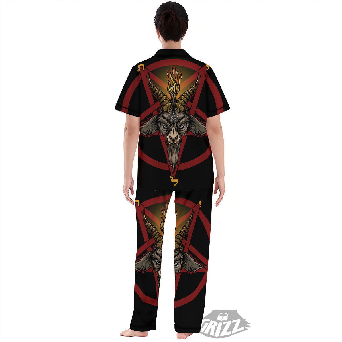 Pentagram Symbol Magic Print Women's Pajamas Set-grizzshop