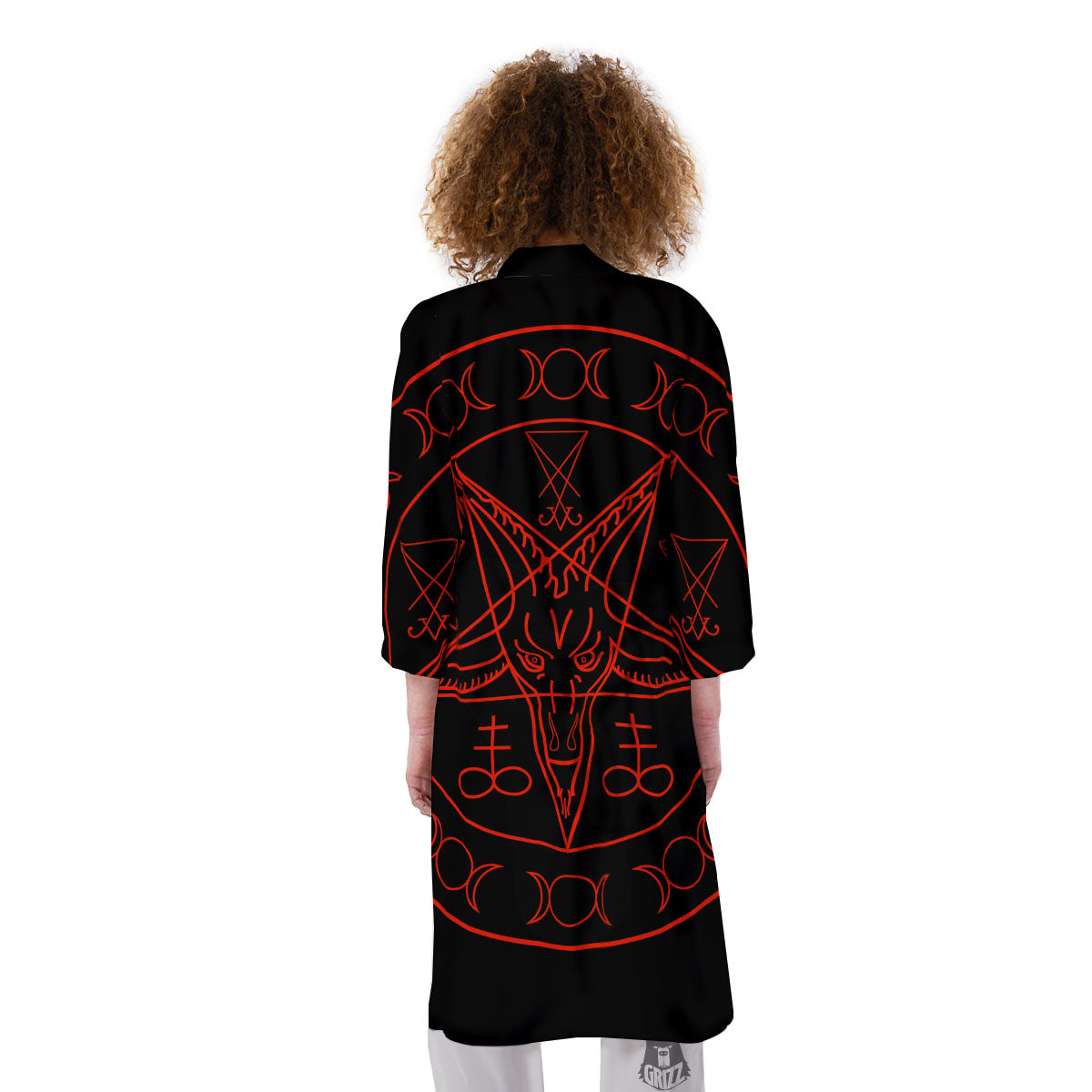 Pentagram Symbol Red Satanic Print Kimono-grizzshop