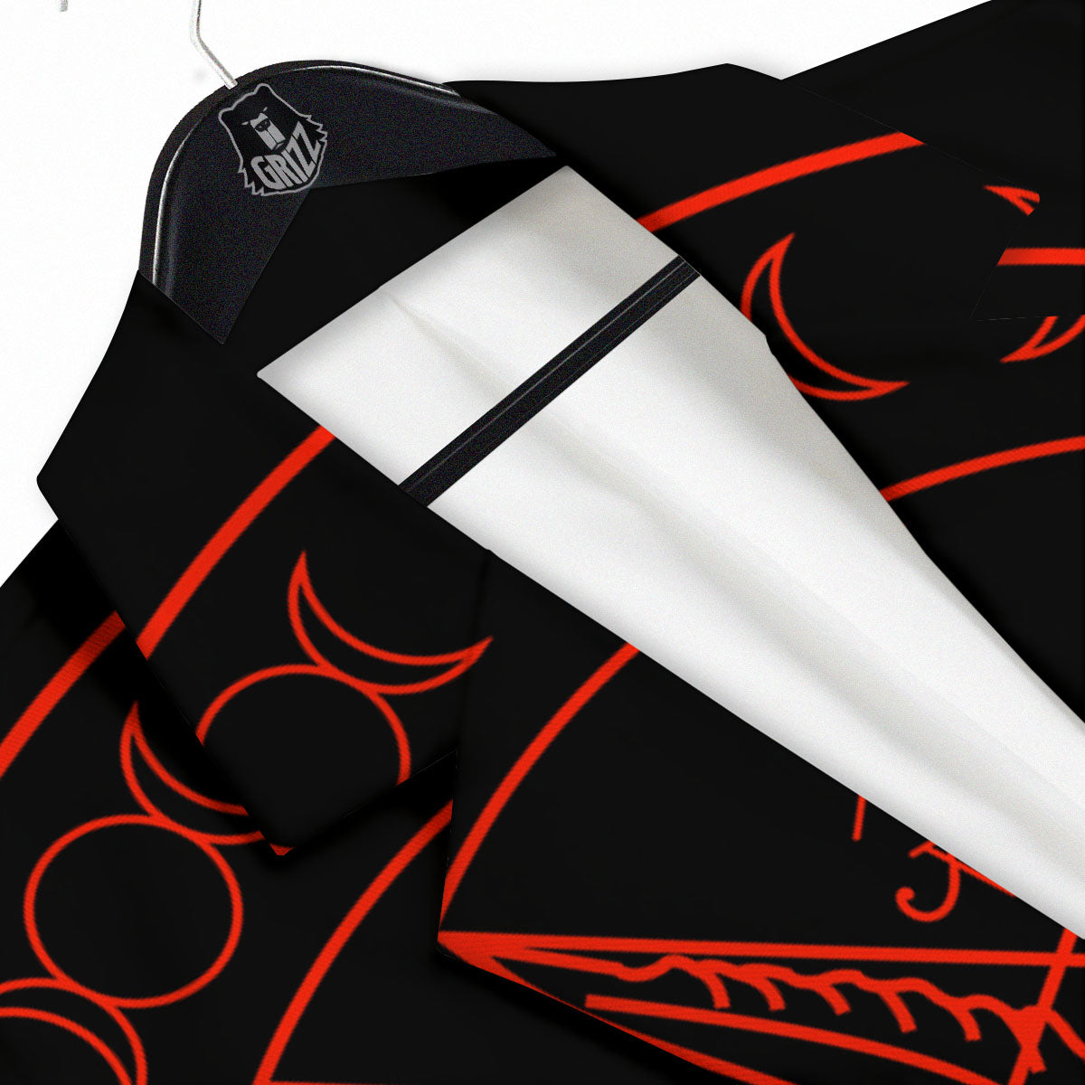 Pentagram Symbol Red Satanic Print Men's Sport Coat-grizzshop