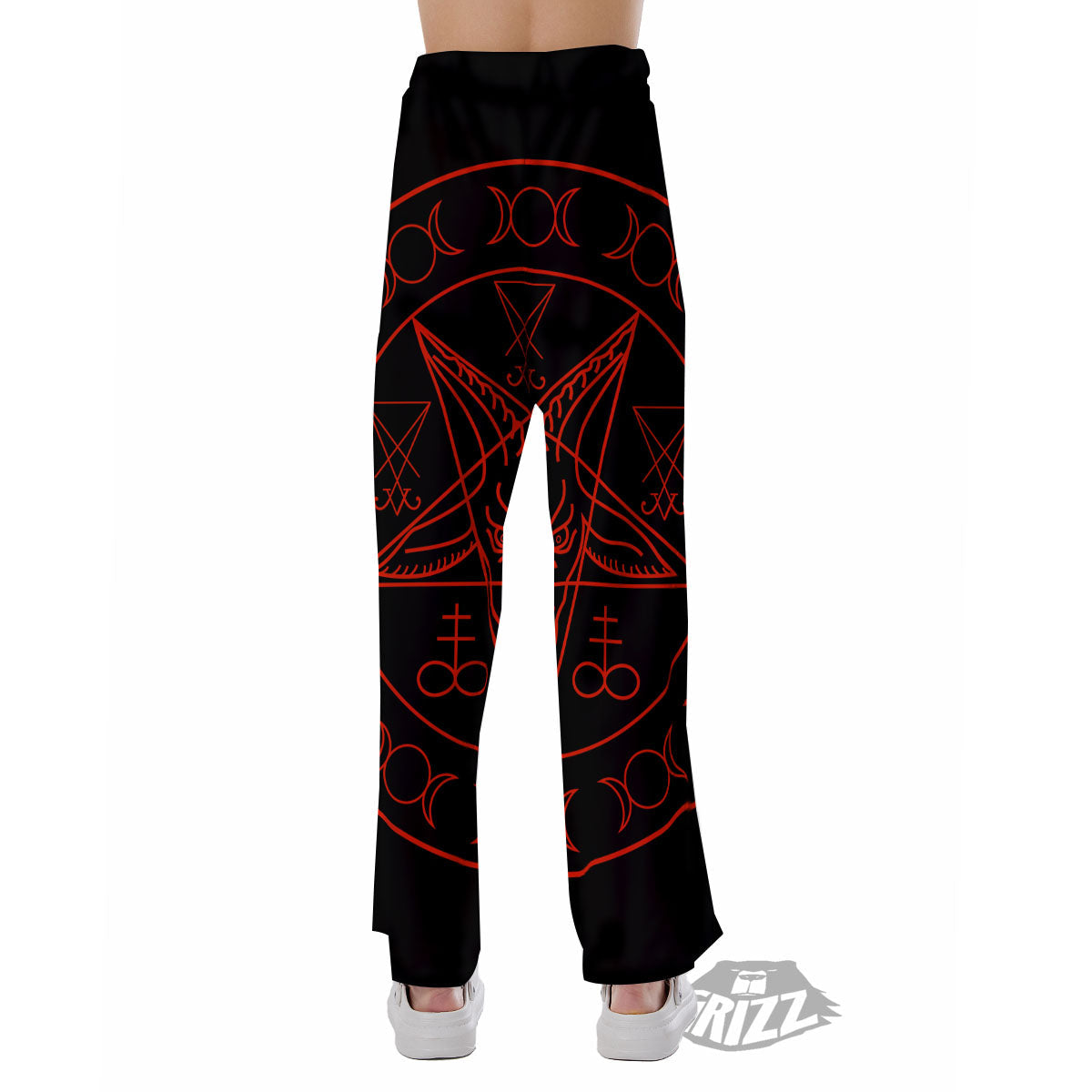Pentagram Symbol Red Satanic Print Pajama Pants-grizzshop