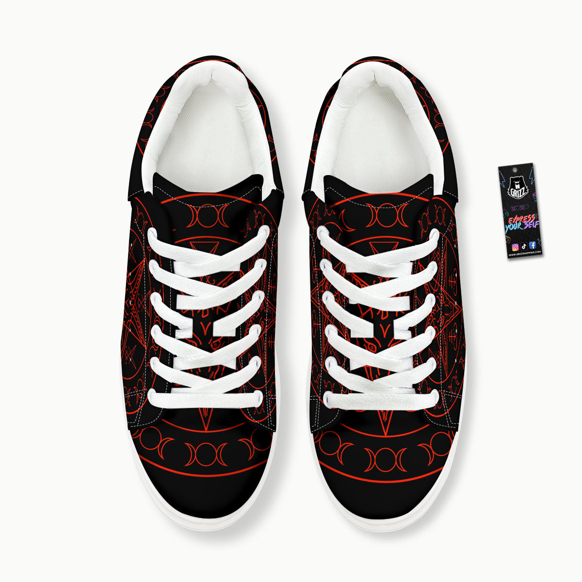 Pentagram Symbol Red Satanic Print Platform Shoes-grizzshop