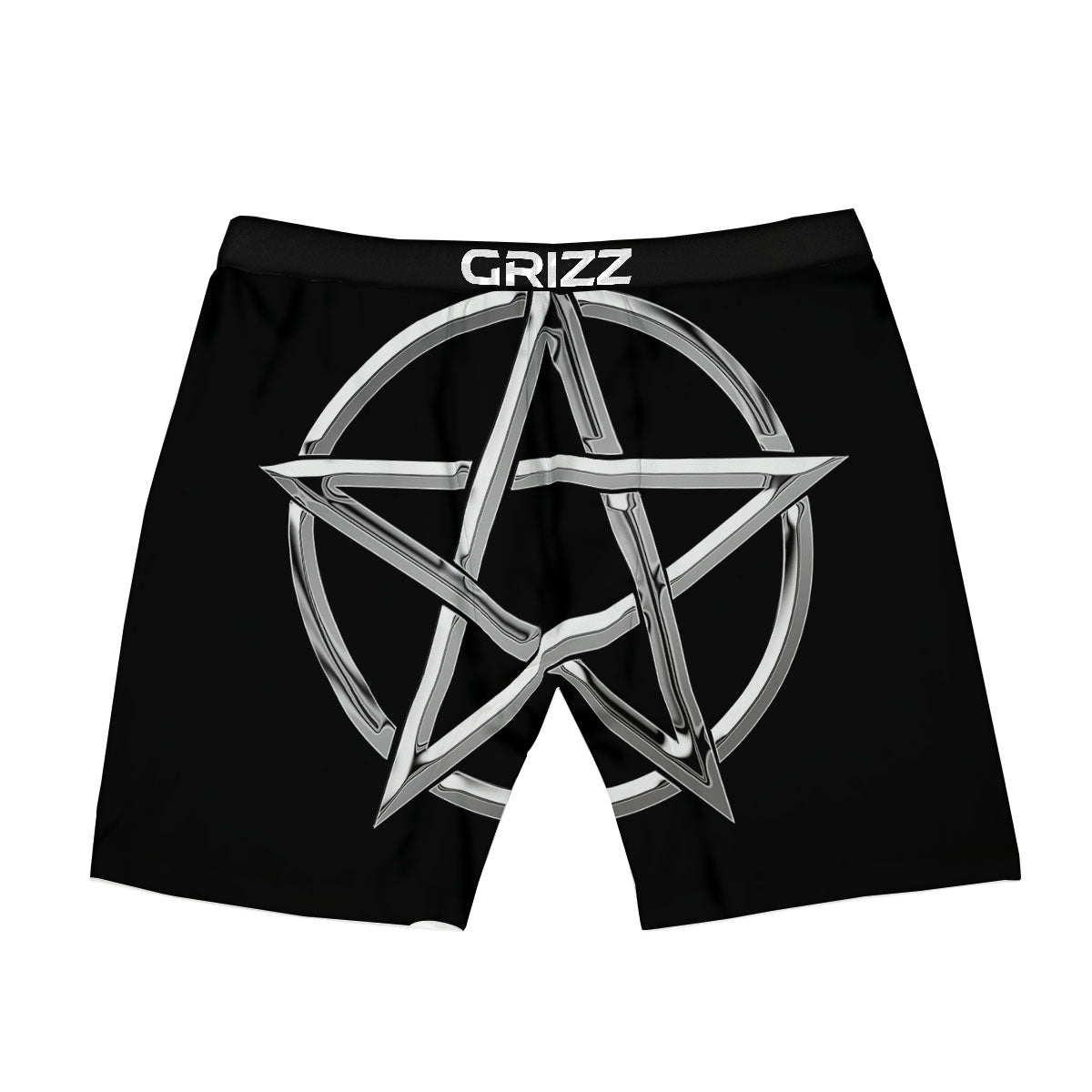 Pentagram Symbol White And Black Print Boxer Briefs-grizzshop