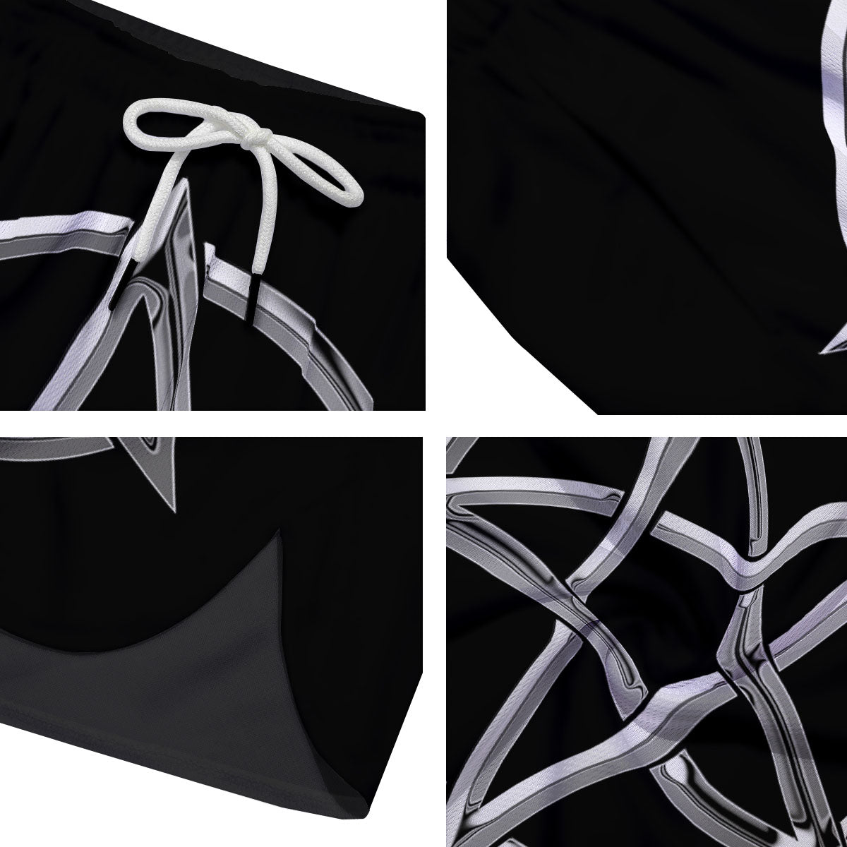 Pentagram Symbol White And Black Print Men's Running Shorts-grizzshop