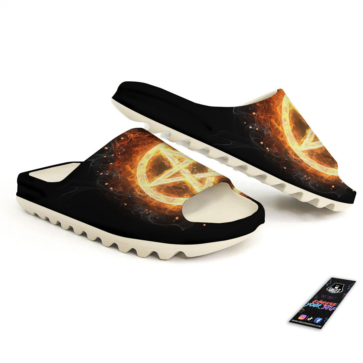 Pentagram Flame Print Sandals-grizzshop