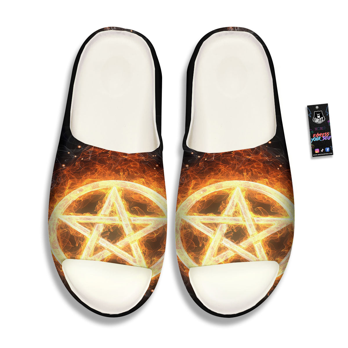 Pentagram Flame Print Sandals-grizzshop