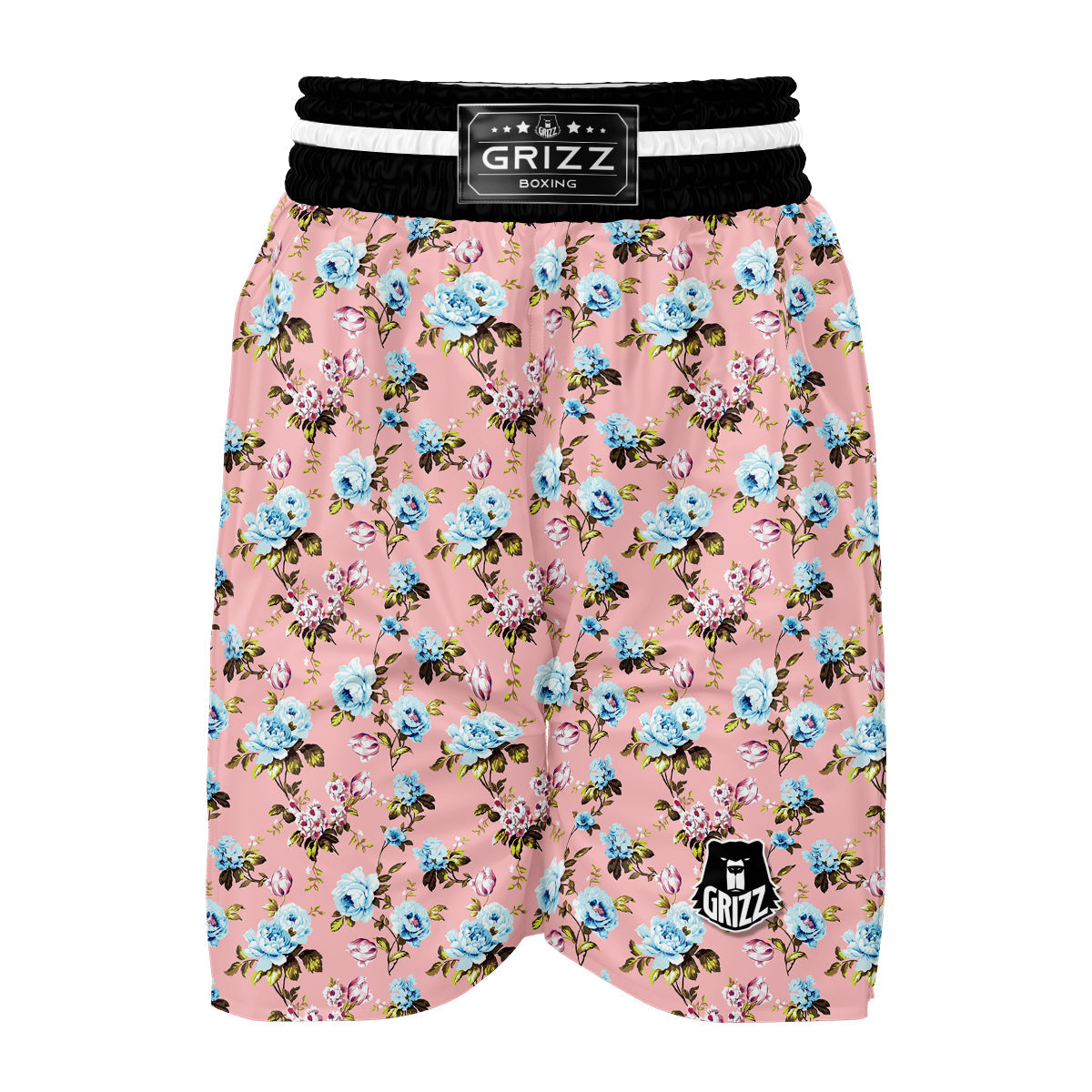 Peony Blue And Pink Print Pattern Boxing Shorts-grizzshop