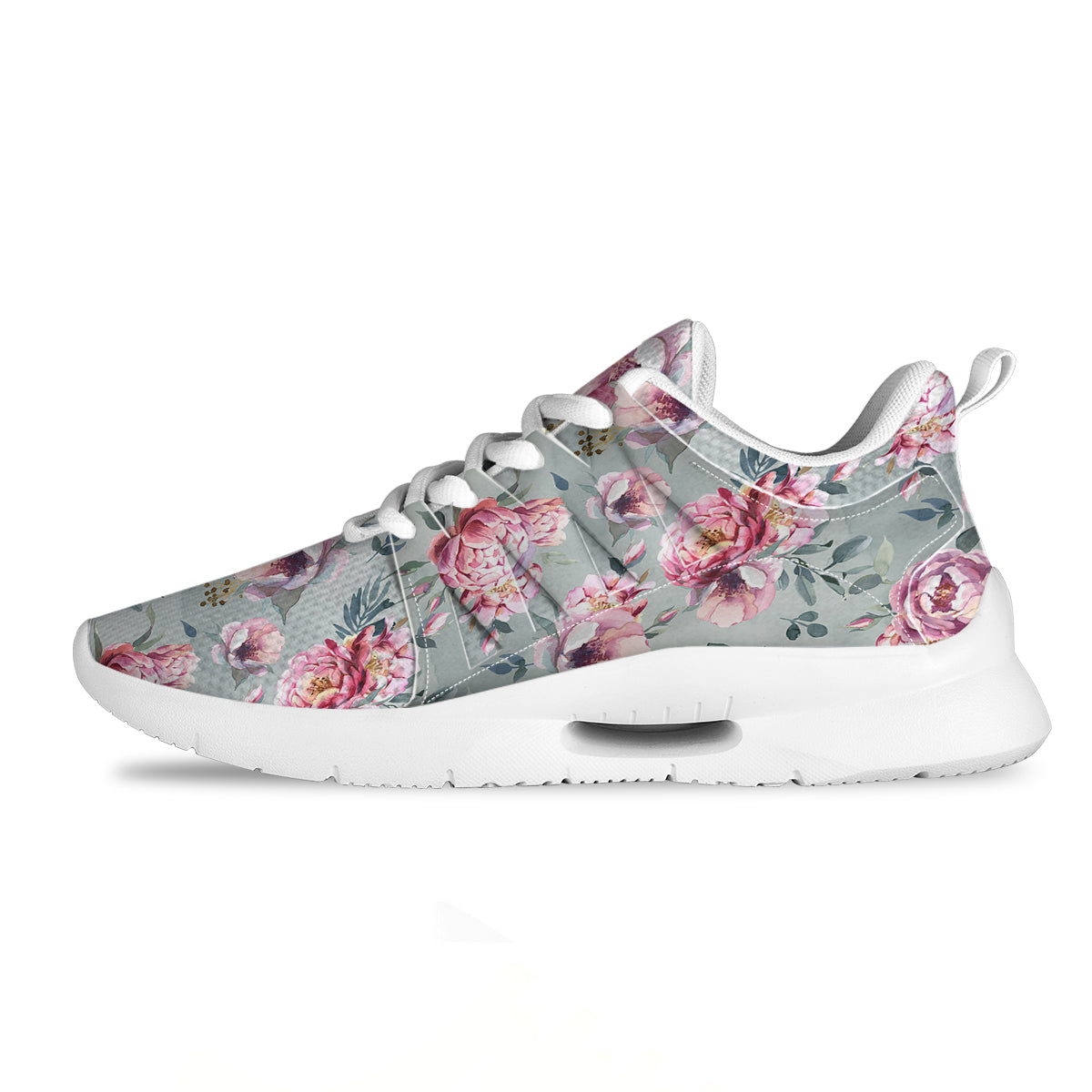 Peony Floral Pink Vintage Print Pattern Tennis Shoes-grizzshop