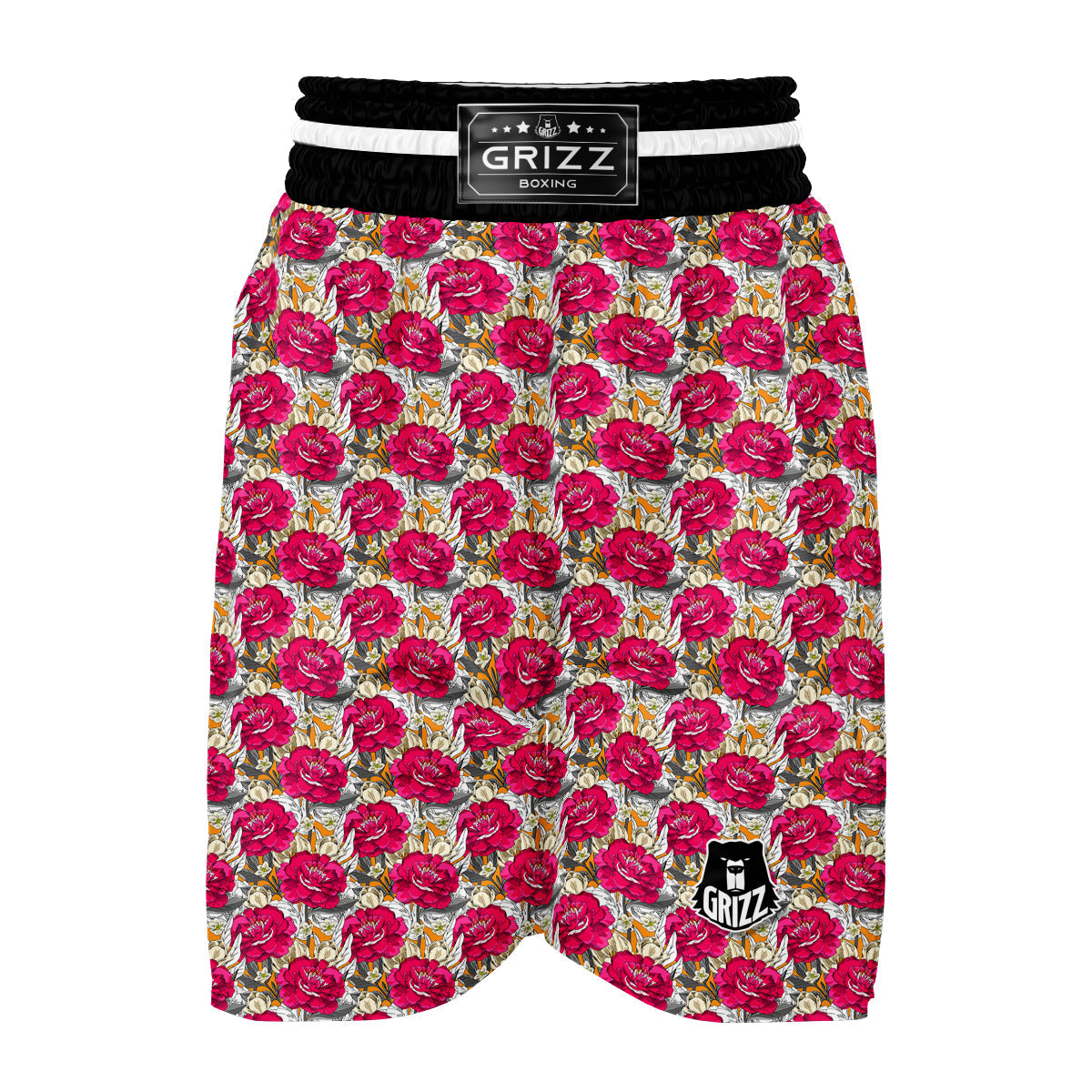 Peony Hand Drawn Print Pattern Boxing Shorts-grizzshop
