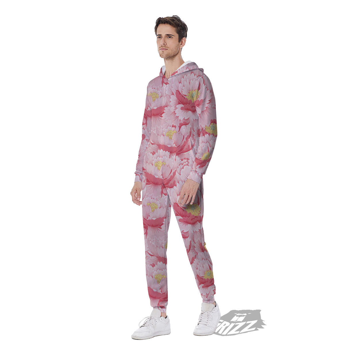 Peony Japanese Print Men's Jumpsuit-grizzshop