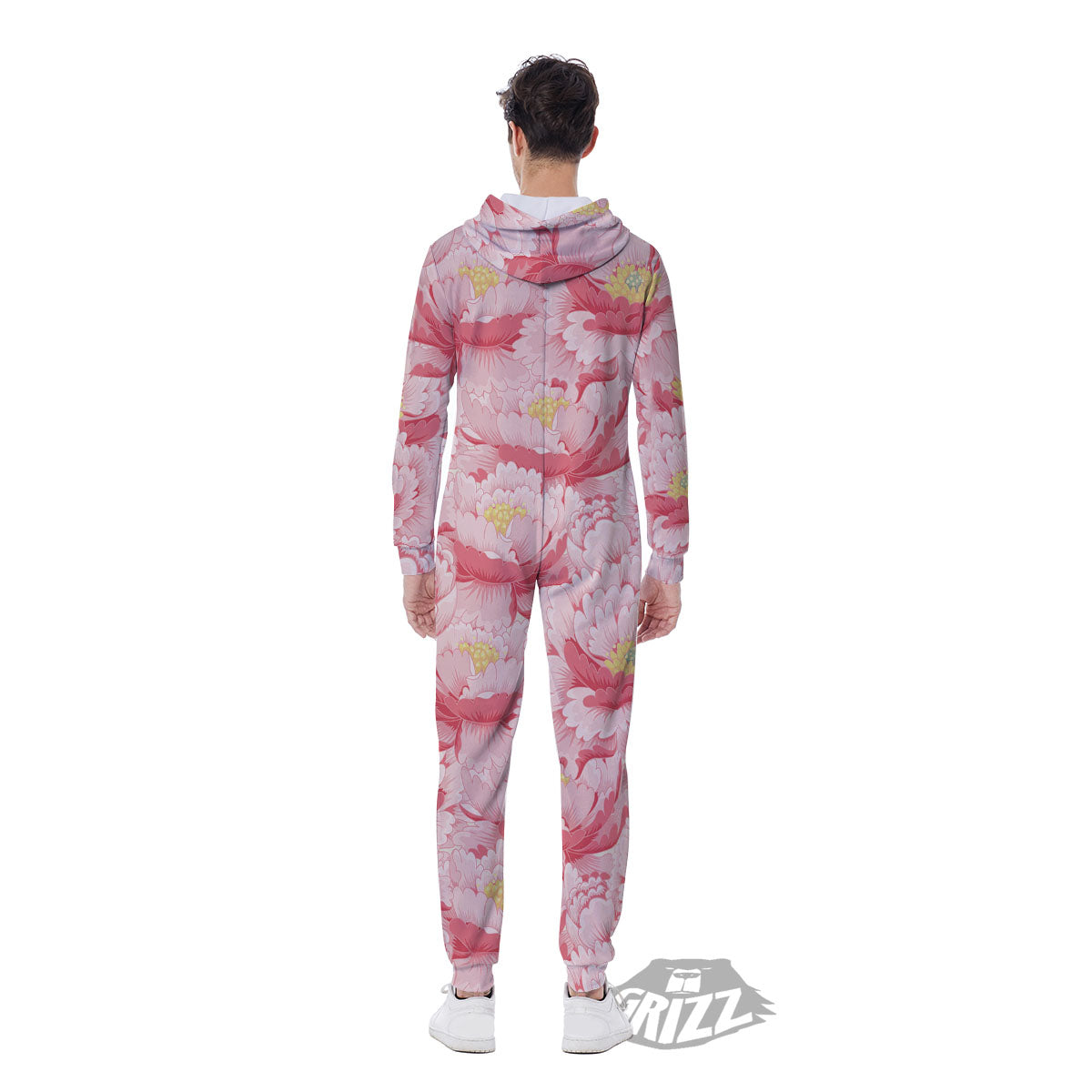 Peony Japanese Print Men's Jumpsuit-grizzshop