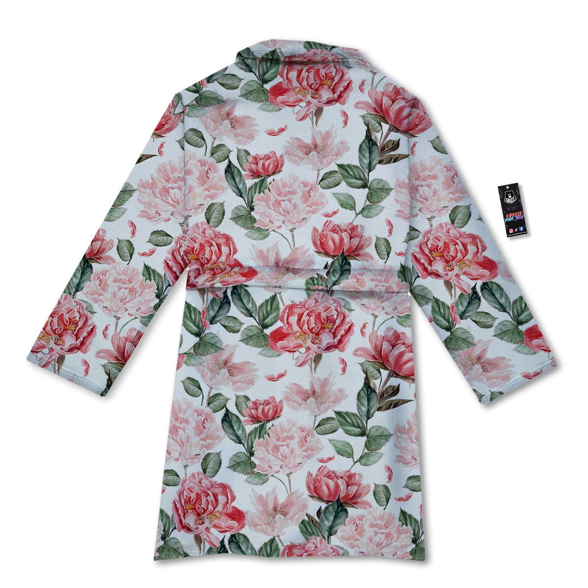 Peony Pink Print Pattern Bathrobe-grizzshop