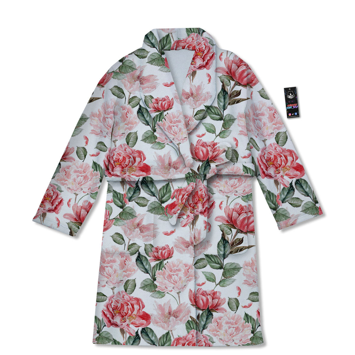 Peony Pink Print Pattern Bathrobe-grizzshop