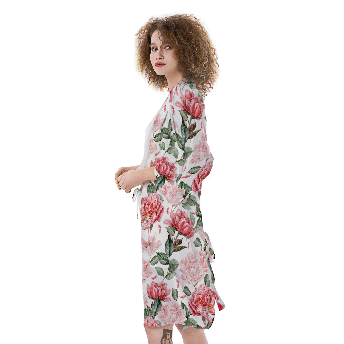 Peony Pink Print Pattern Kimono-grizzshop