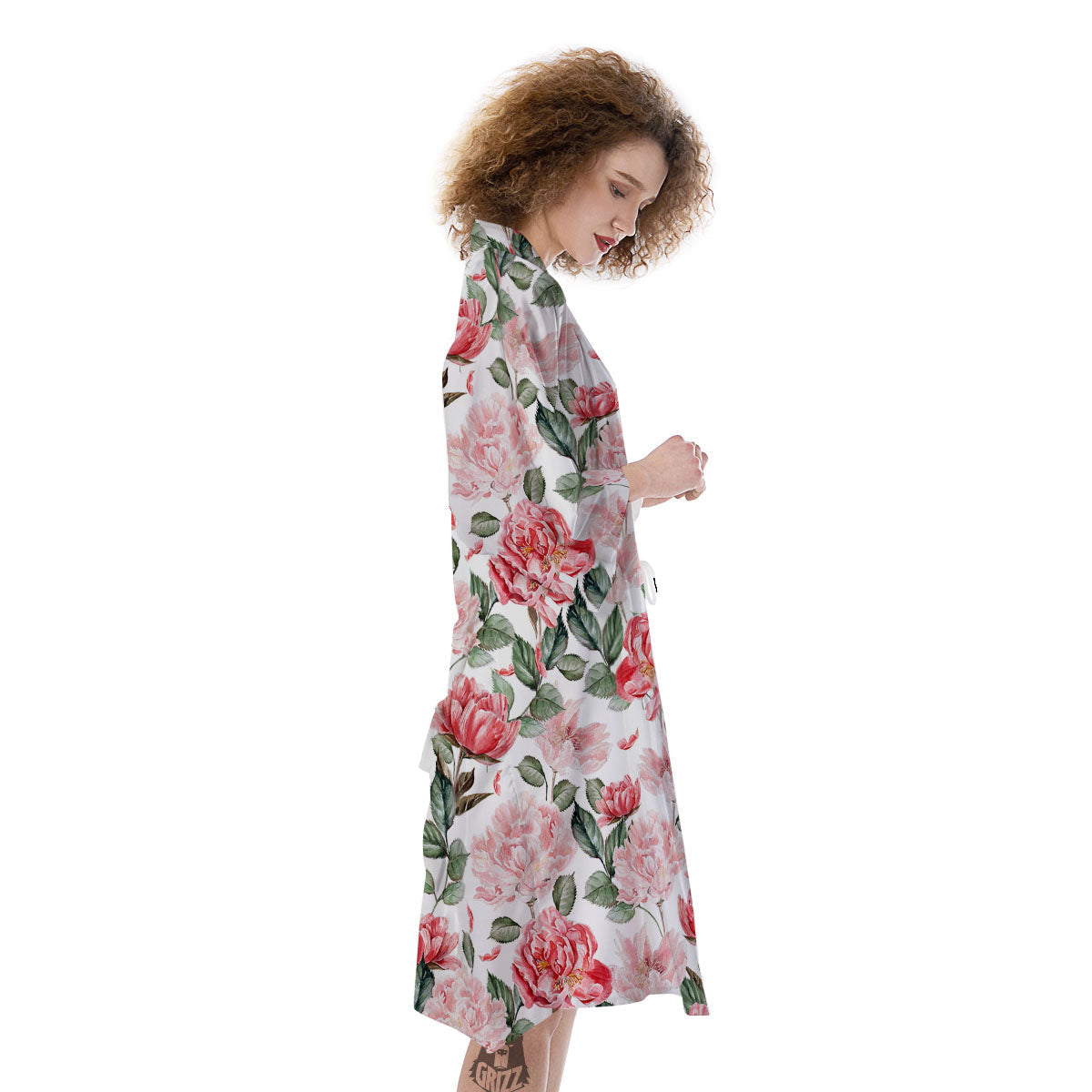 Peony Pink Print Pattern Kimono-grizzshop