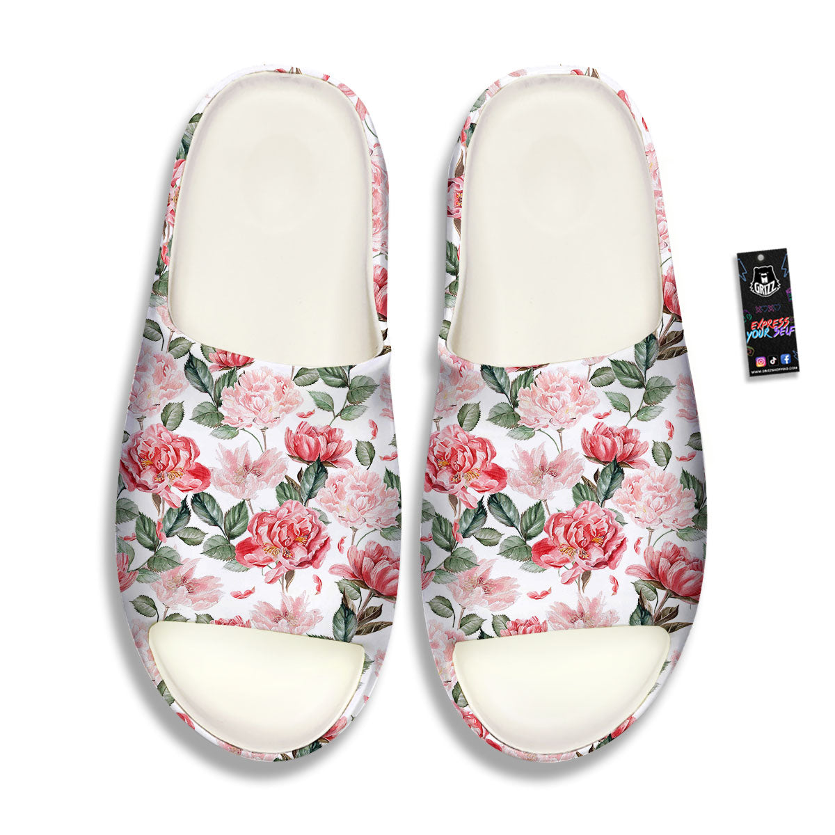 Peony Pink Print Pattern Sandals-grizzshop