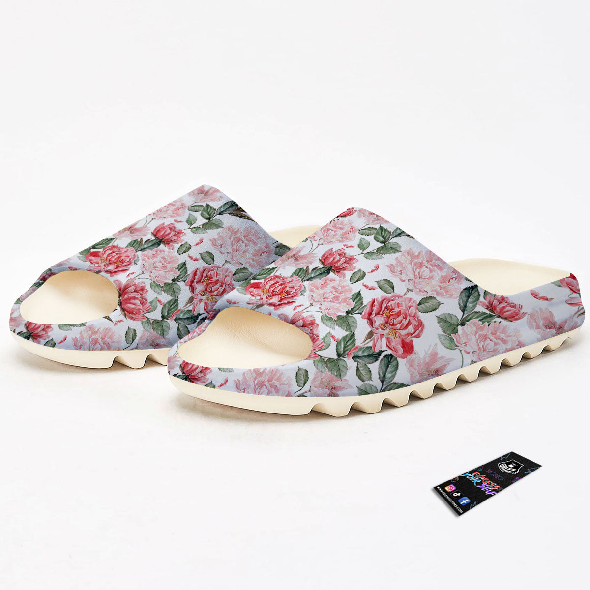 Peony Pink Print Pattern Sandals-grizzshop
