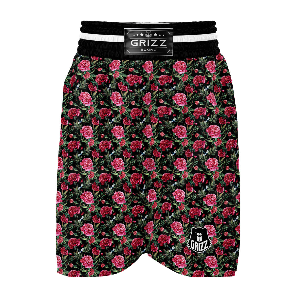 Peony Watercolor Pink Print Pattern Boxing Shorts-grizzshop