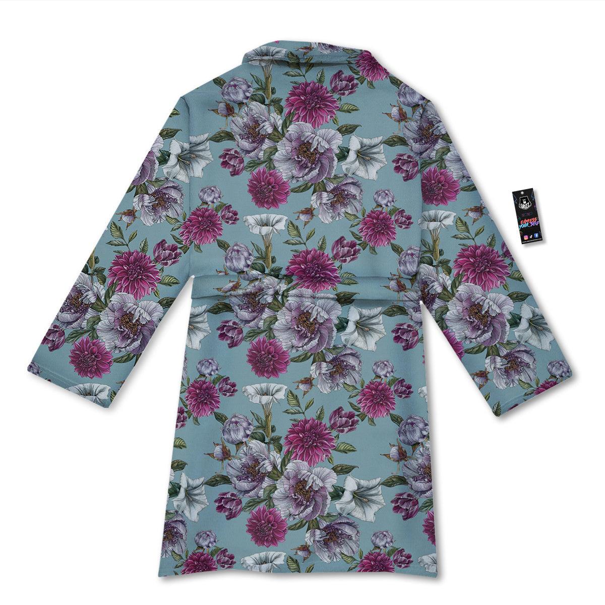 Peony Watercolor Print Pattern Bathrobe-grizzshop