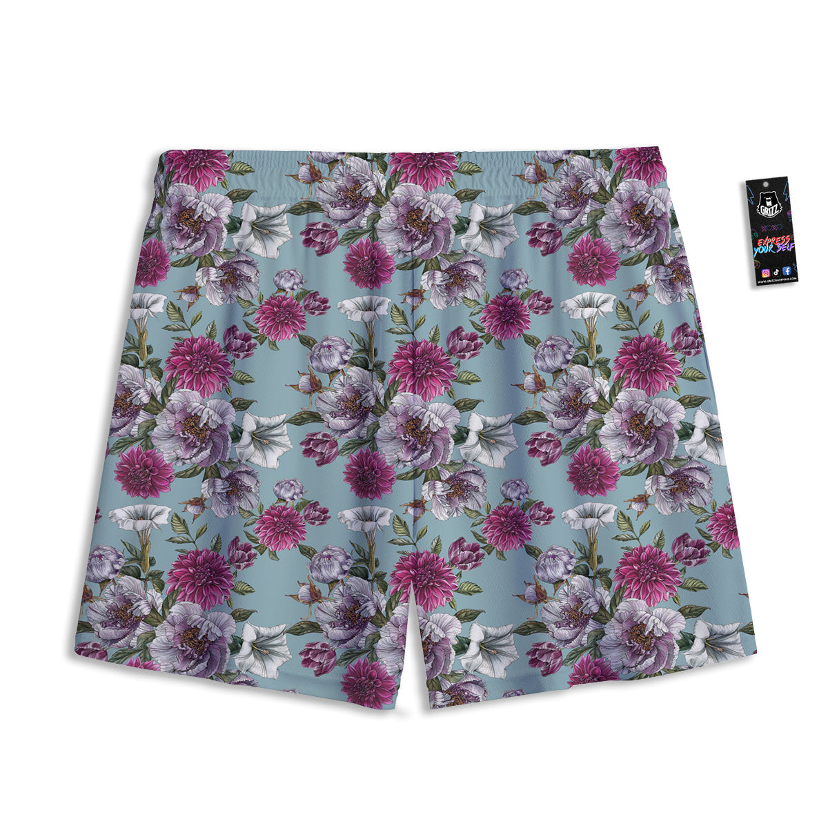 Peony Watercolor Print Pattern Mesh Shorts