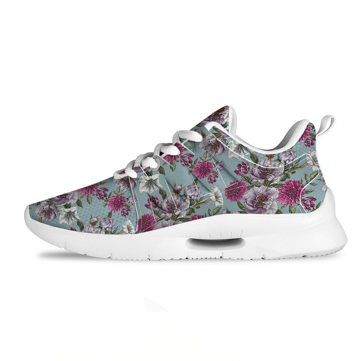 Peony Watercolor Print Pattern Tennis Shoes-grizzshop