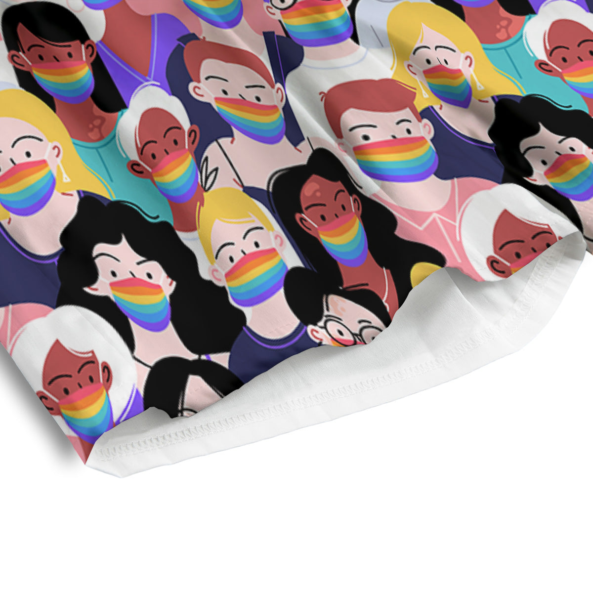 People And Rainbow Face Masks Print Pattern Men's Athletic Shorts