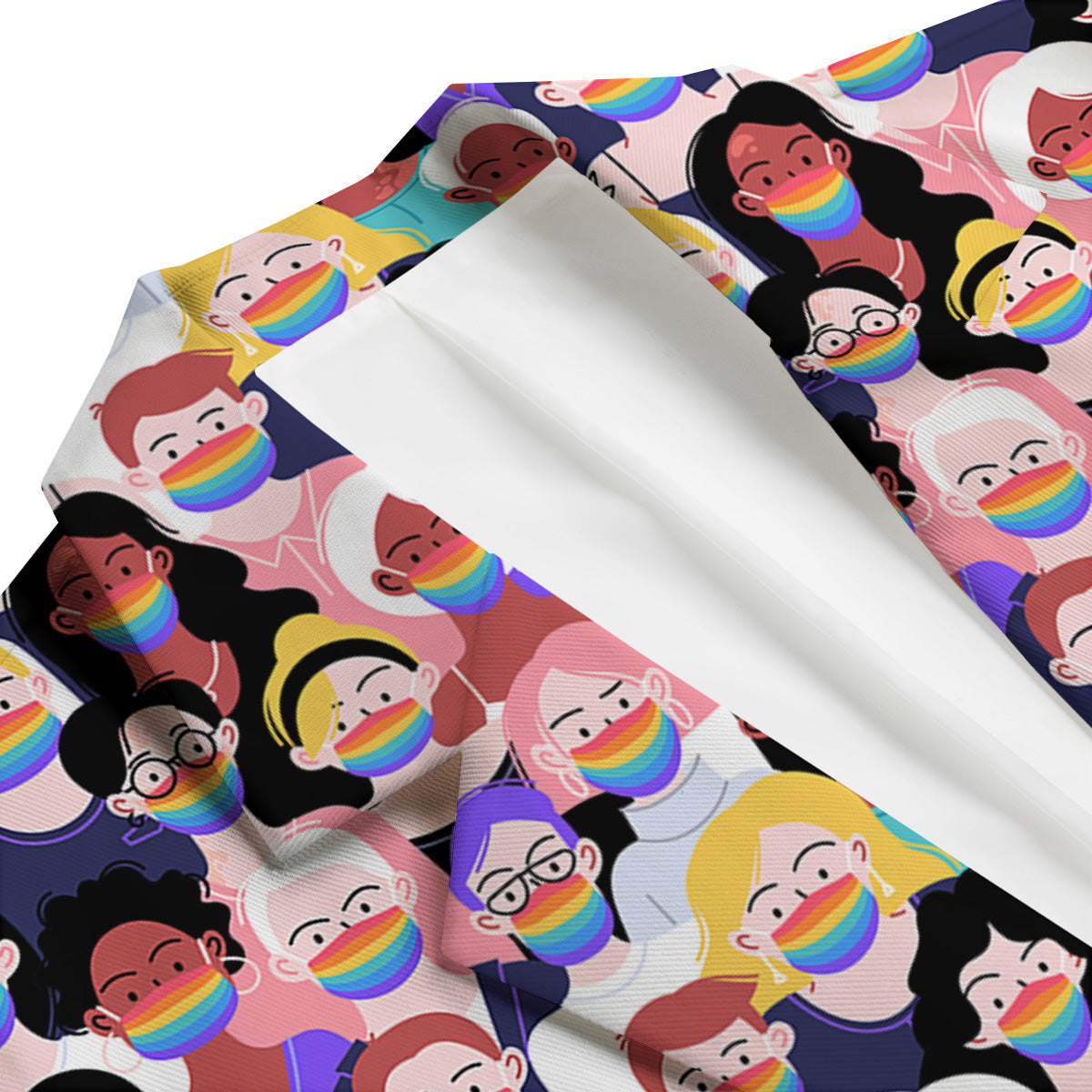 People And Rainbow Face Masks Print Pattern Men's Blazer-grizzshop