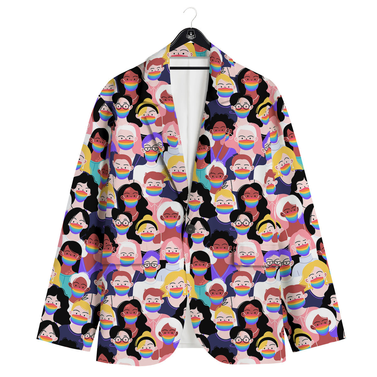 People And Rainbow Face Masks Print Pattern Men's Sport Coat-grizzshop