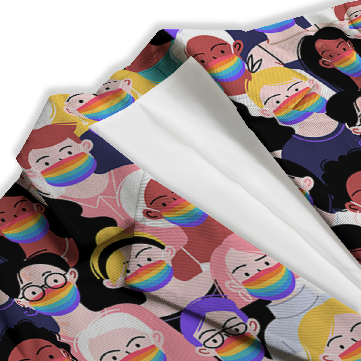 People And Rainbow Face Masks Print Pattern Women's Blazer-grizzshop