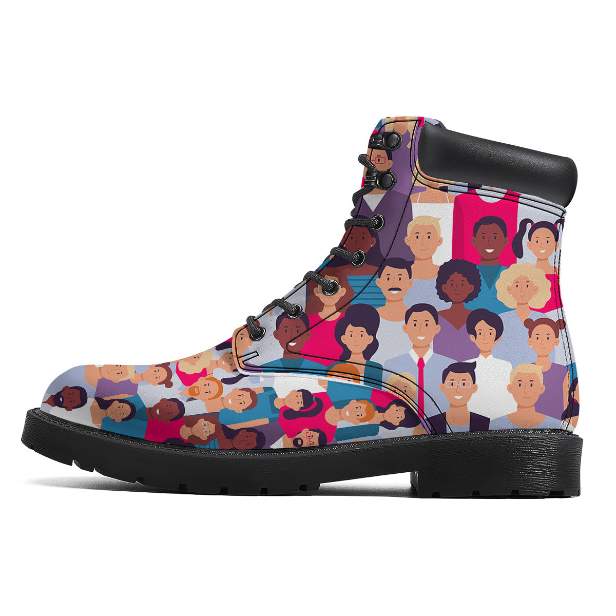 People Smile Colorful Print Pattern Boots-grizzshop