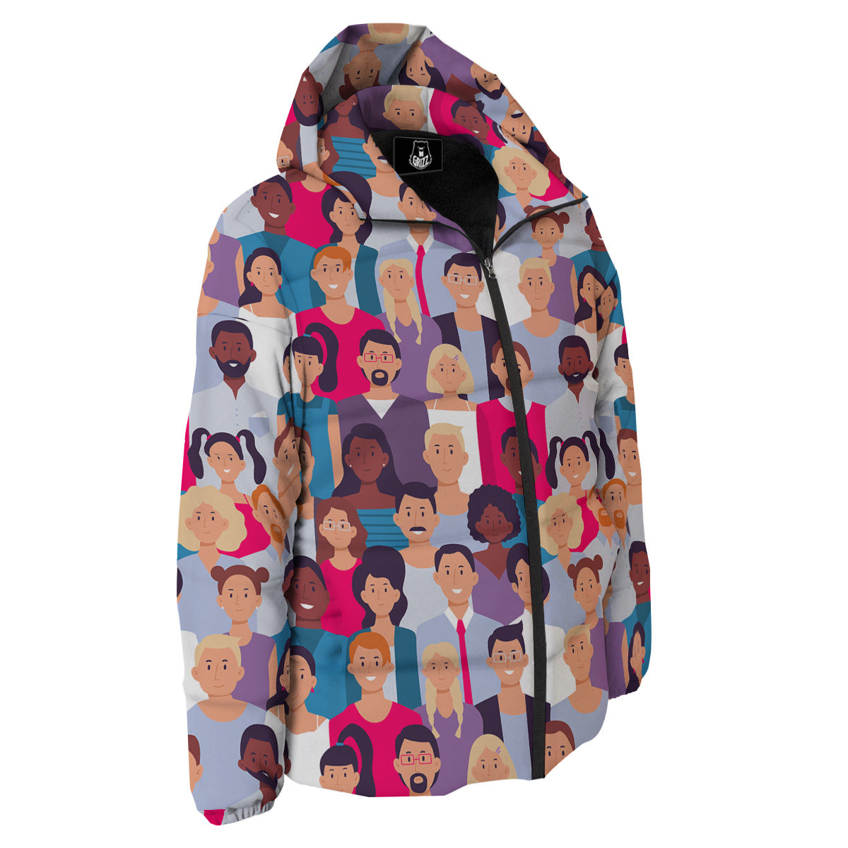 People Smile Colorful Print Pattern Down Jacket-grizzshop