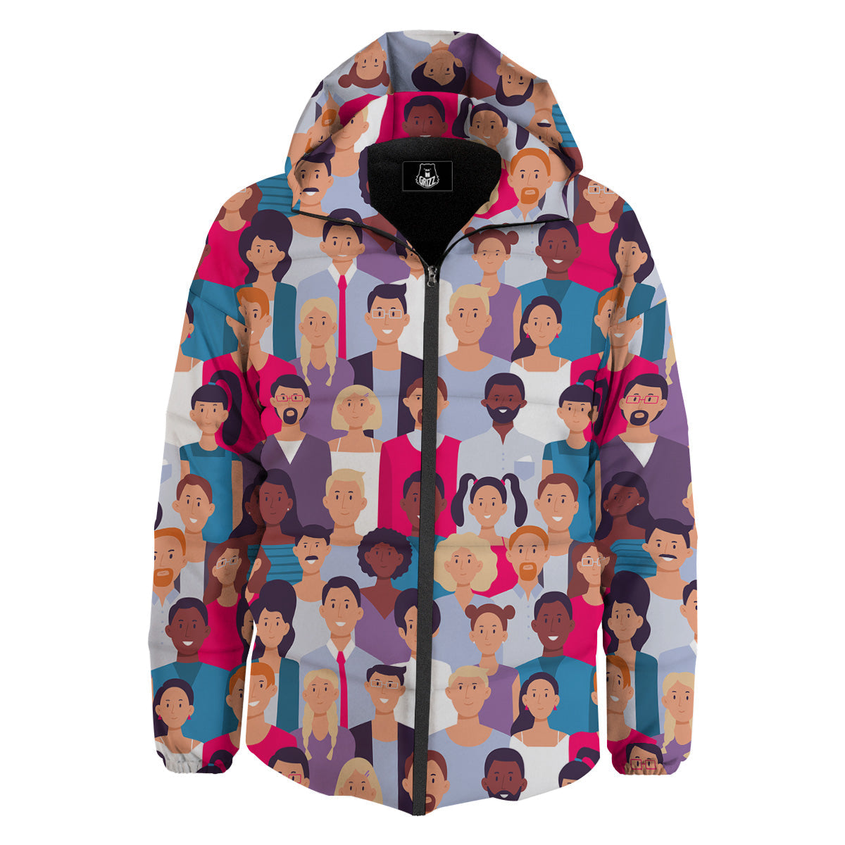 People Smile Colorful Print Pattern Down Jacket-grizzshop