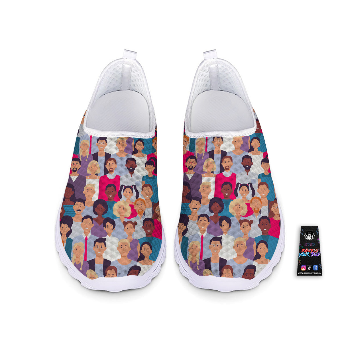 People Smile Colorful Print Pattern Nurse Shoes-grizzshop