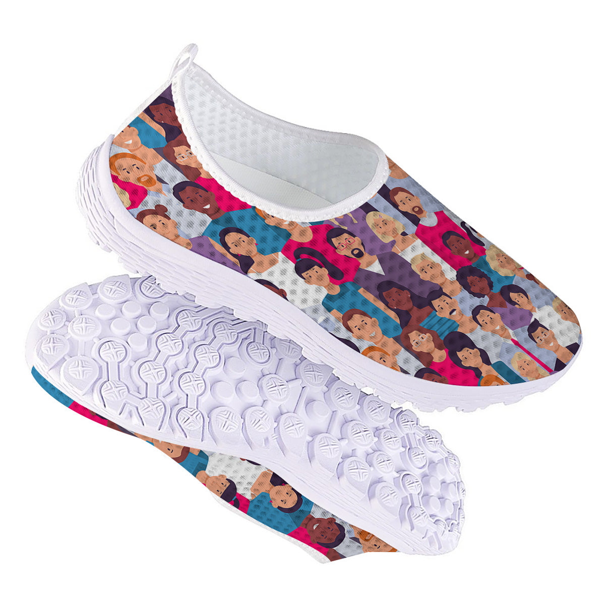 People Smile Colorful Print Pattern Nurse Shoes-grizzshop