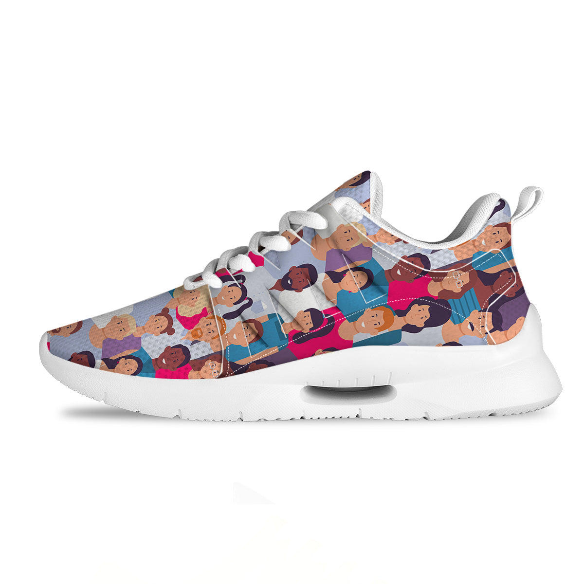 People Smile Colorful Print Pattern Tennis Shoes-grizzshop