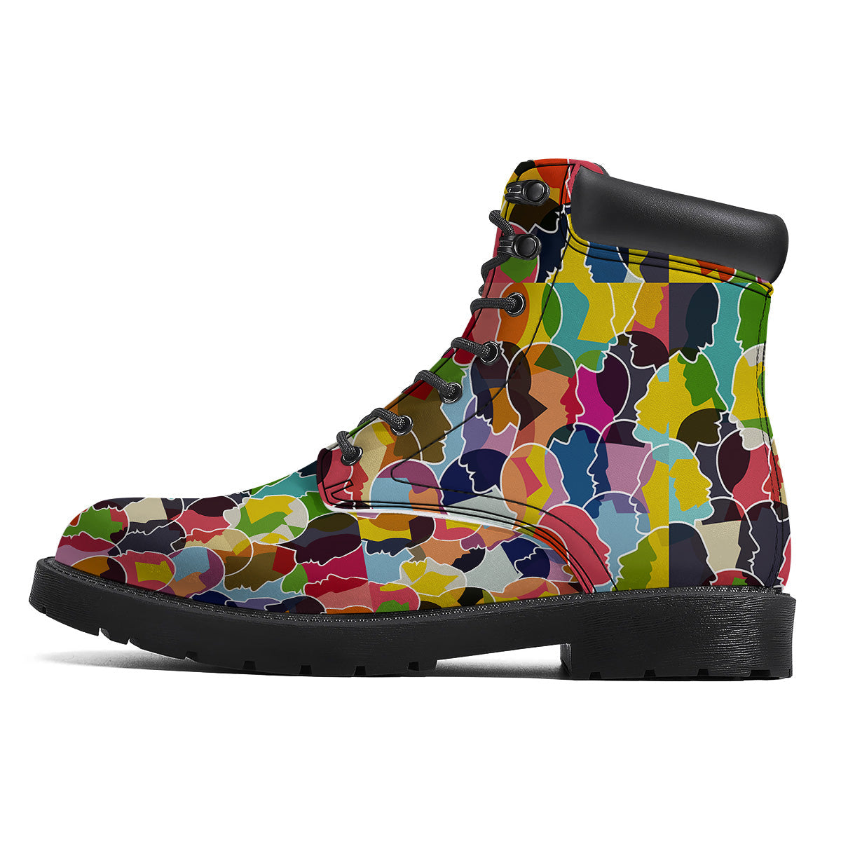 People Talking Colorful Print Pattern Boots-grizzshop