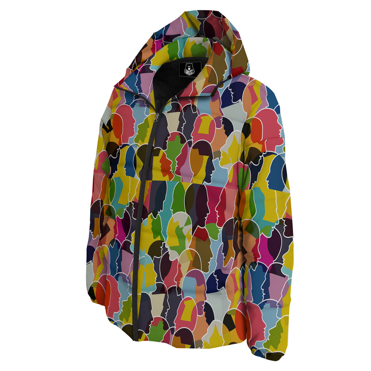 People Talking Colorful Print Pattern Down Jacket-grizzshop