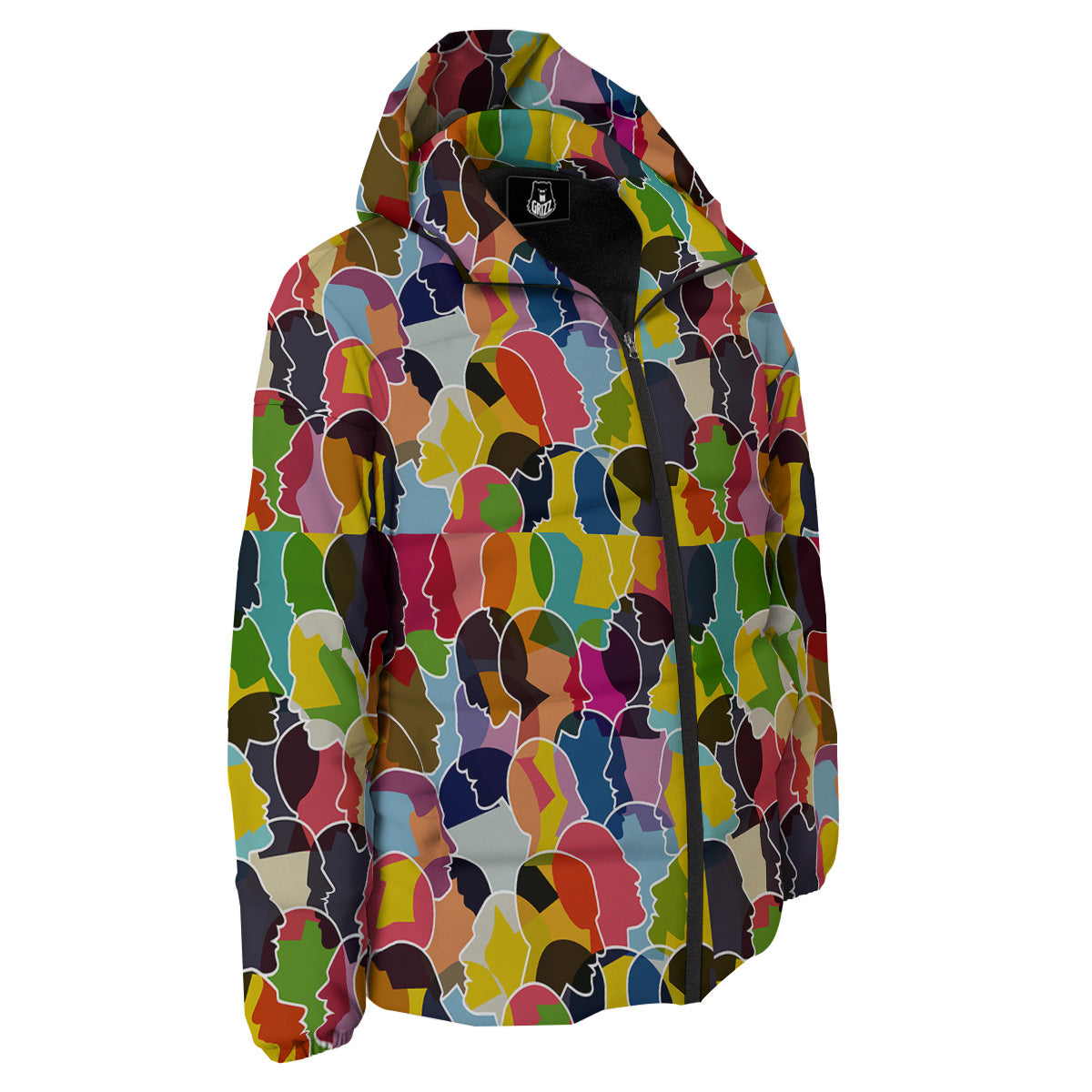 People Talking Colorful Print Pattern Down Jacket-grizzshop