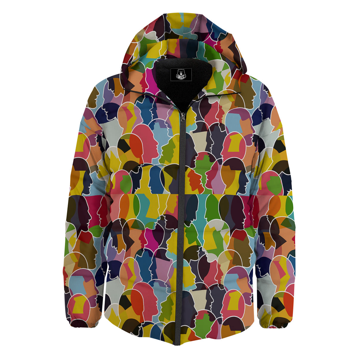 People Talking Colorful Print Pattern Down Jacket-grizzshop