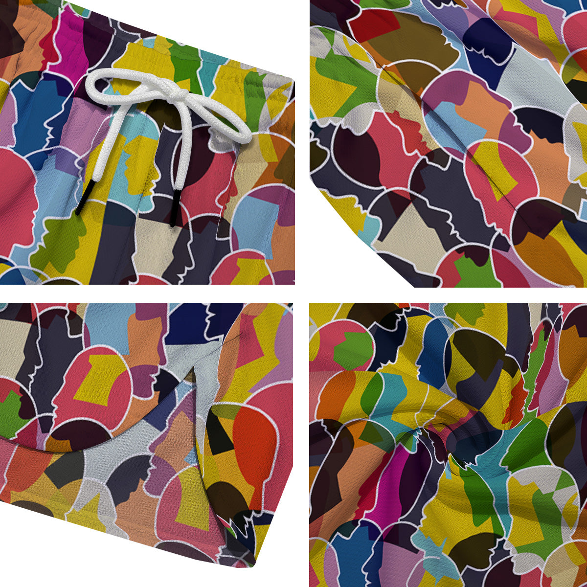 People Talking Colorful Print Pattern Men's Running Shorts-grizzshop
